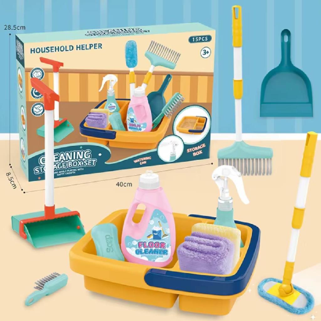 Kids Cleaning Storage Box Set – 15 Pieces